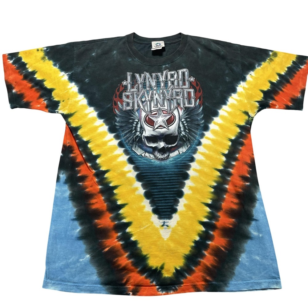 Vintage Lynyrd Skynyrd T Shirt Mens Size Large Liquid Blue Tie Dye Graphic Y2K